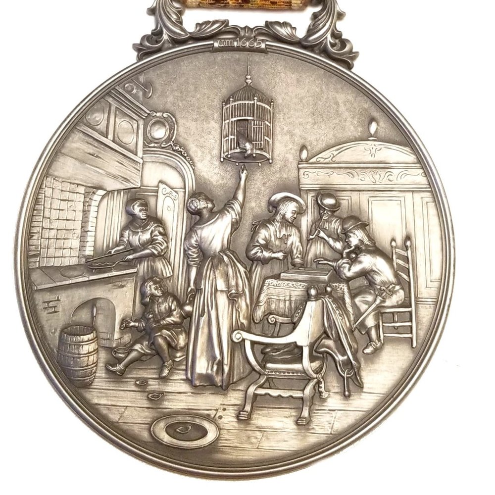 Vintage pewter wall hanging plate ( midcentury)